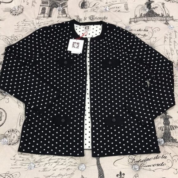 Anne Klein Dot Jacquard Cardigan - Picture 2 of 9